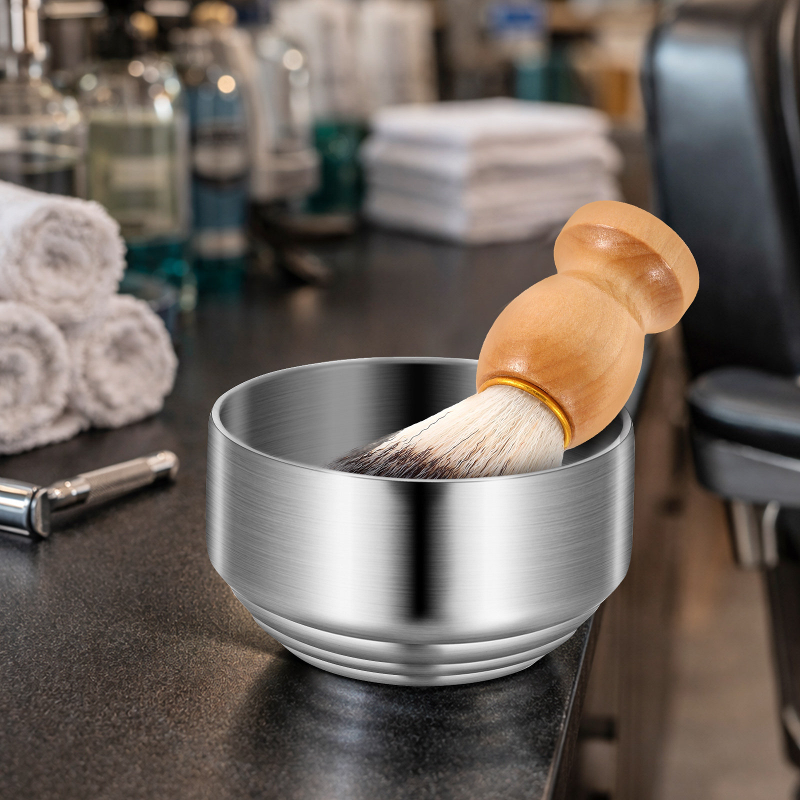 Shaving Bowl Soap - Premium Stainless Steel Shaving Bowl with