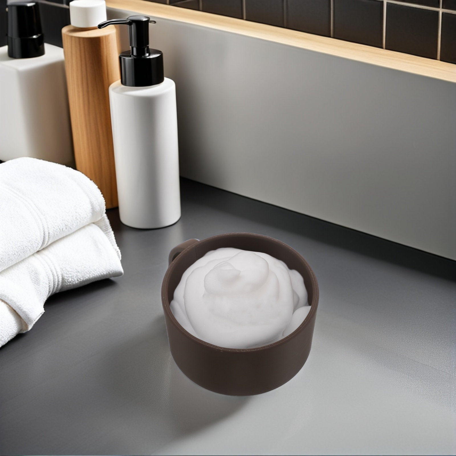 Shaving Bowl Soap - Shaving Bowl for Men Brown Wide