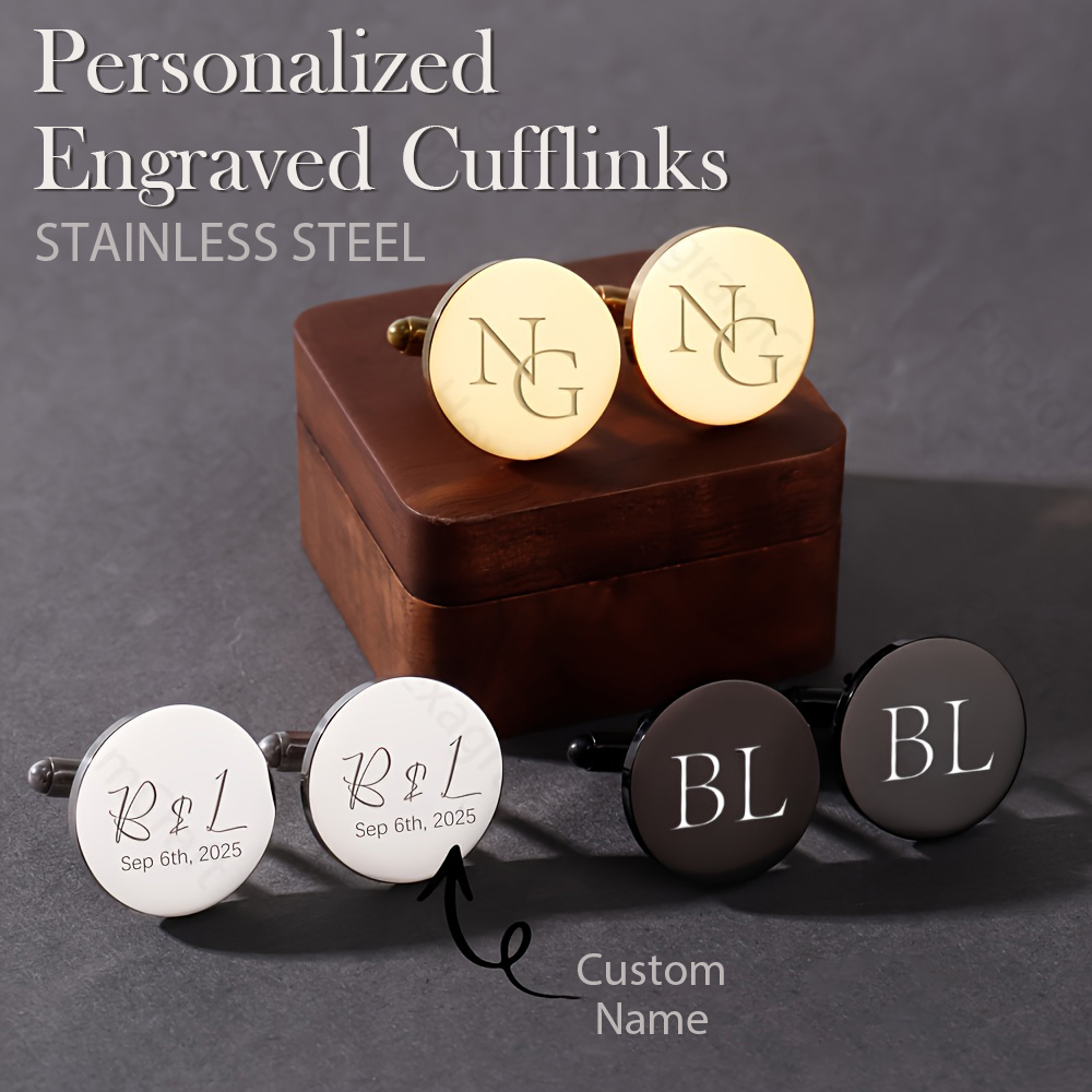 Men'S Groom - 1pair Personalised Name Cufflinks | Groom