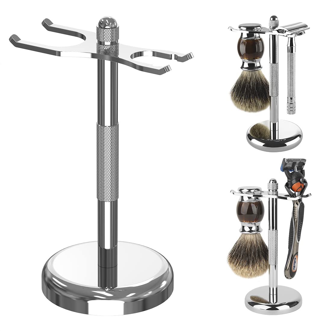 Shaving Bowl Soap - Deluxe Chrome Razor and Brush Stand