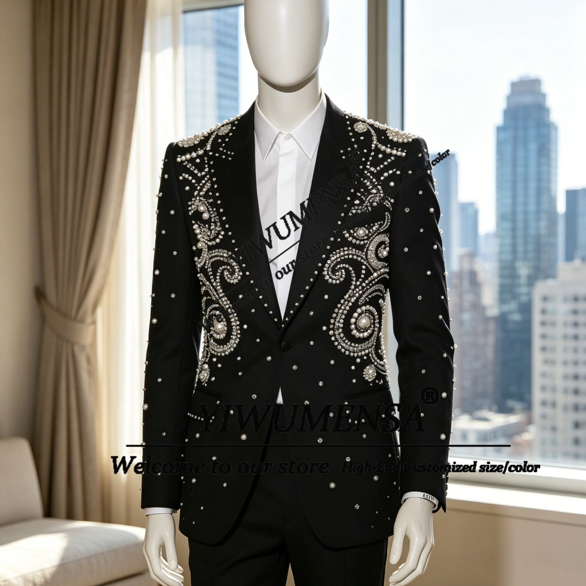 Mens Grooming Kit Luxury - Luxury Rhinestones Diamond Men Suits Slim