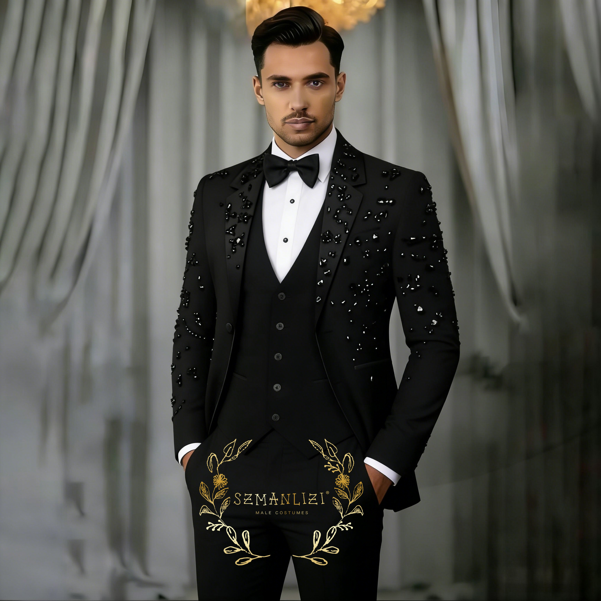 Luxury Black Crystal Men Suits - đánh giá và giá Mens Grooming Kit Luxury