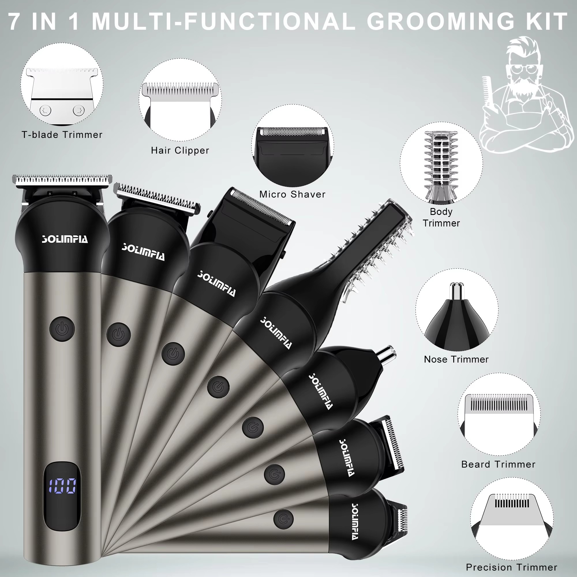 SOLIMPIA 7-in-1 Electric Hair  - đánh giá và giá Men'S Grooming Guide